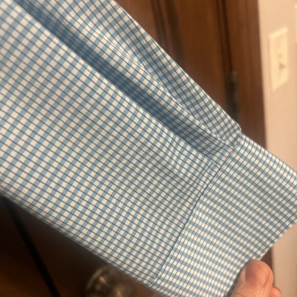 Van Heusen Flex Men's Long Sleeve Shirt Green/Aqua Plaid Size 16.5 32/33 Large - Picture 4 of 10